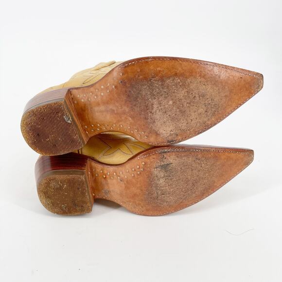 Vintage Old Gringo Yellow Tan Short Nevada Mid Calf Western Cowgirl Boot sz 6.5 - Picture 10 of 10